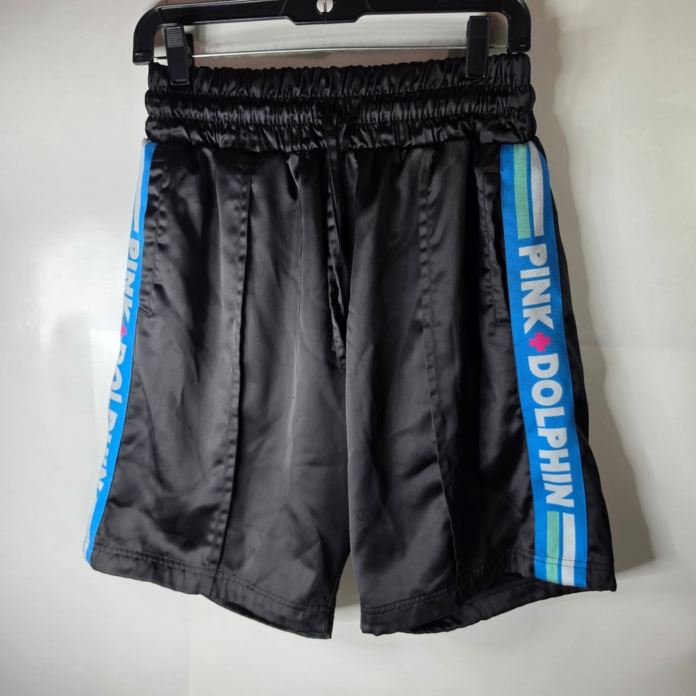Pink Dolphin Take Flight Black Satin Shorts Mens Medium Streetwear Rare